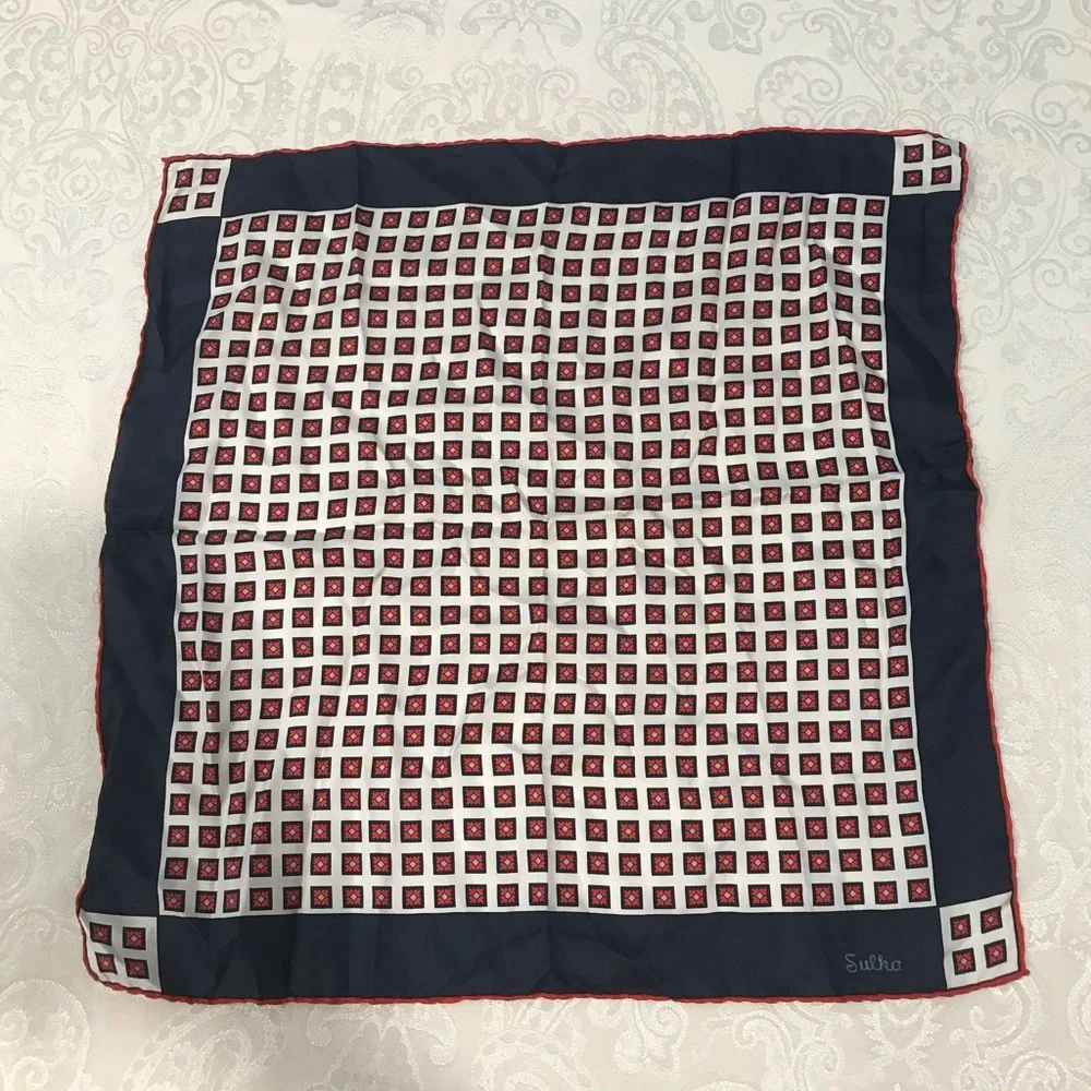 SULKA Handcraft All Silk 18” Symphony Square Scarf  Made in Italy